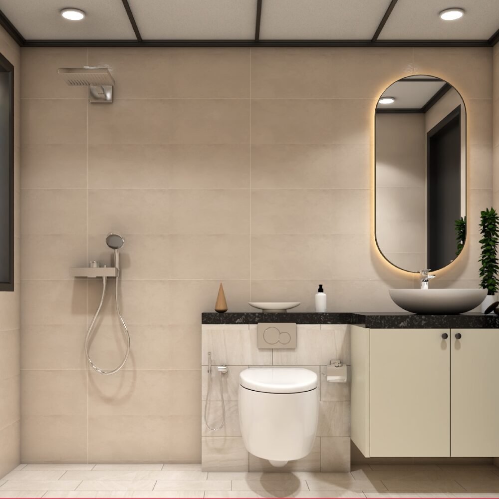 Modern Bathroom Design with Floating Vanity and Wall-Mounted Fixtures