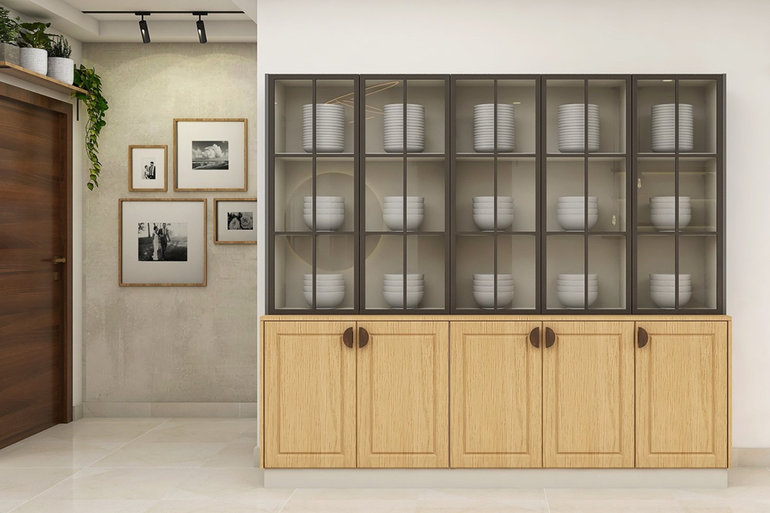 Modern Montana Crockery Unit Design Glass and Wood Storage