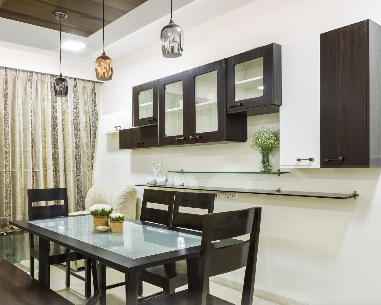 Traditional Euro Wenge and Off-White Crockery Unit Design