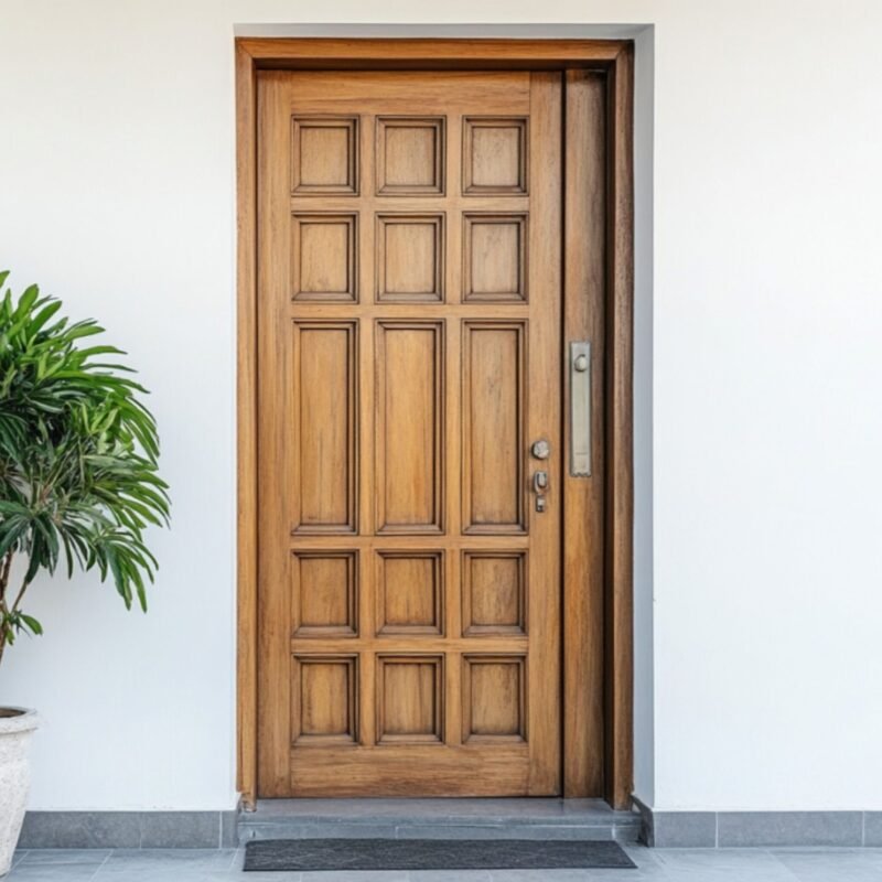 Matte Swing Single Door Design in Mid-Century Modern Style