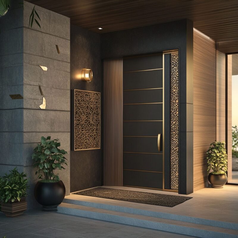Tall Contemporary Swing Door Design with Matte Finish