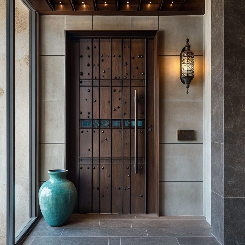 Rustic Matte-Finish Swing Single Door Design