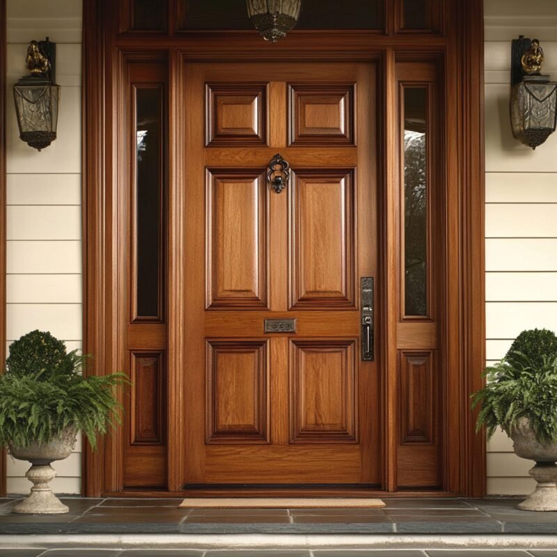 Traditional Semi-Gloss Swing Door Design for Entrance