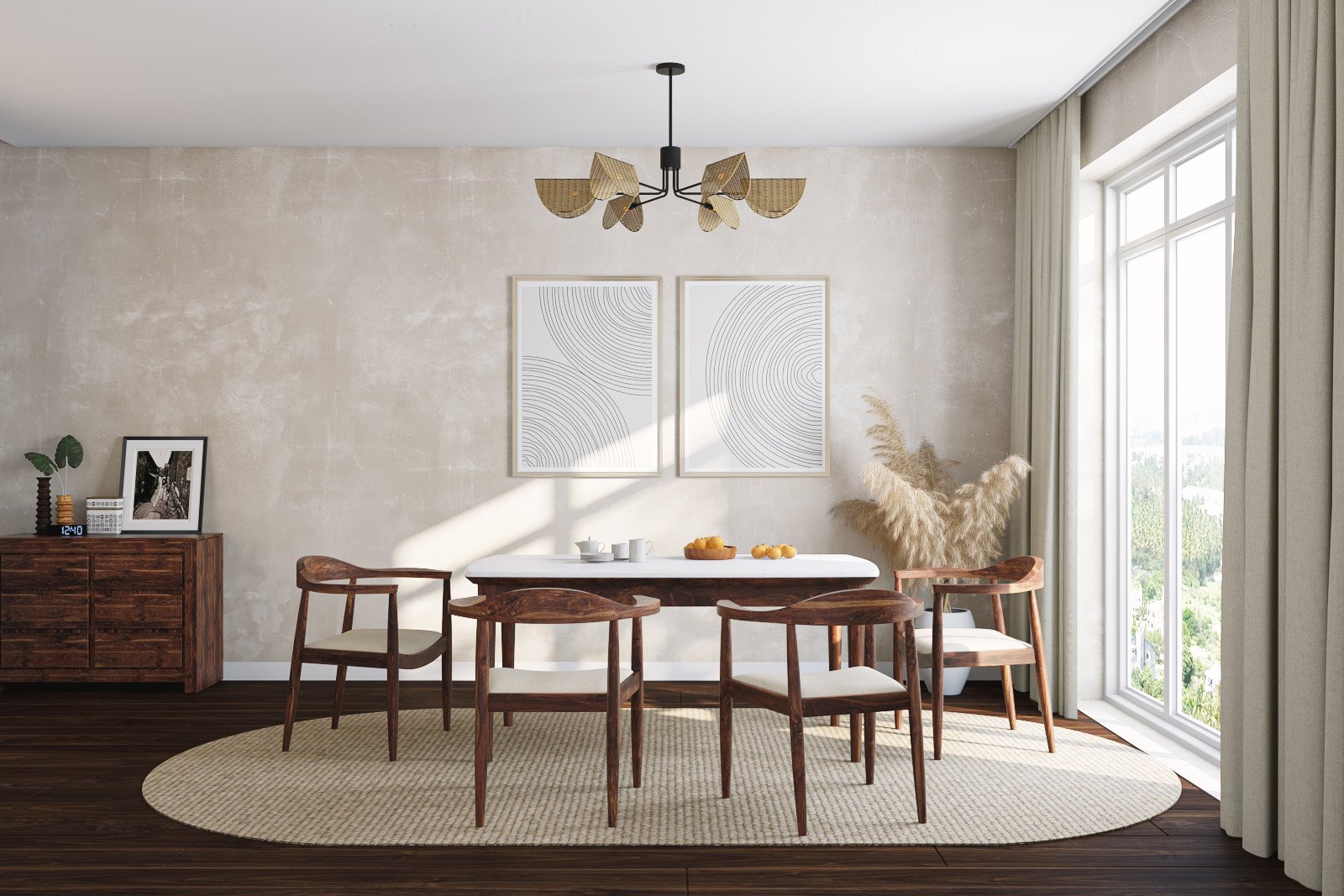 Modern Dining Room Design With Rectangular Wood Table