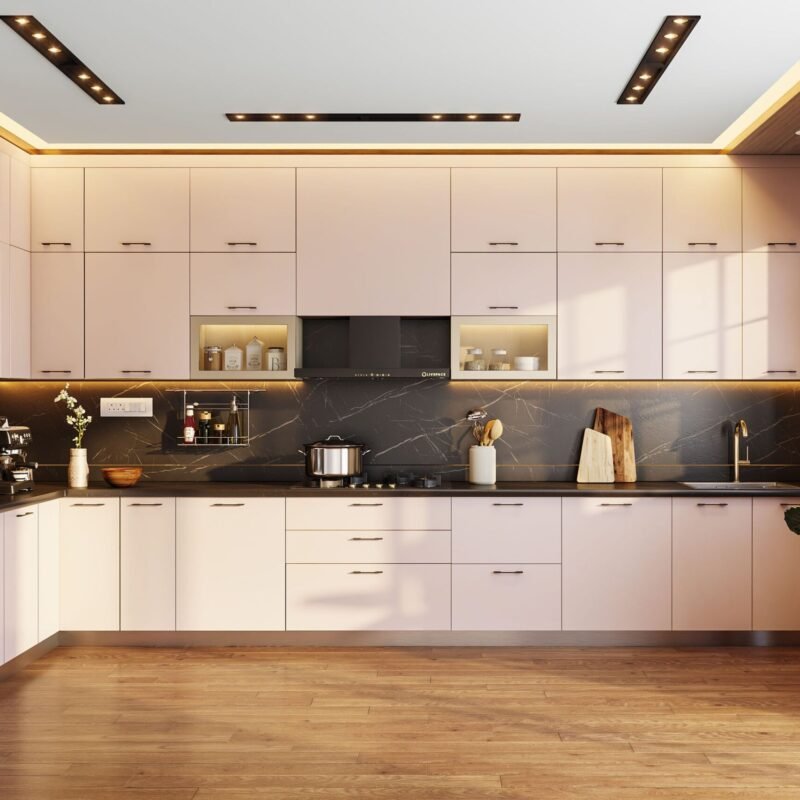 Modern Gypsum False Ceiling Design with Paint and Wooden Panel Finish