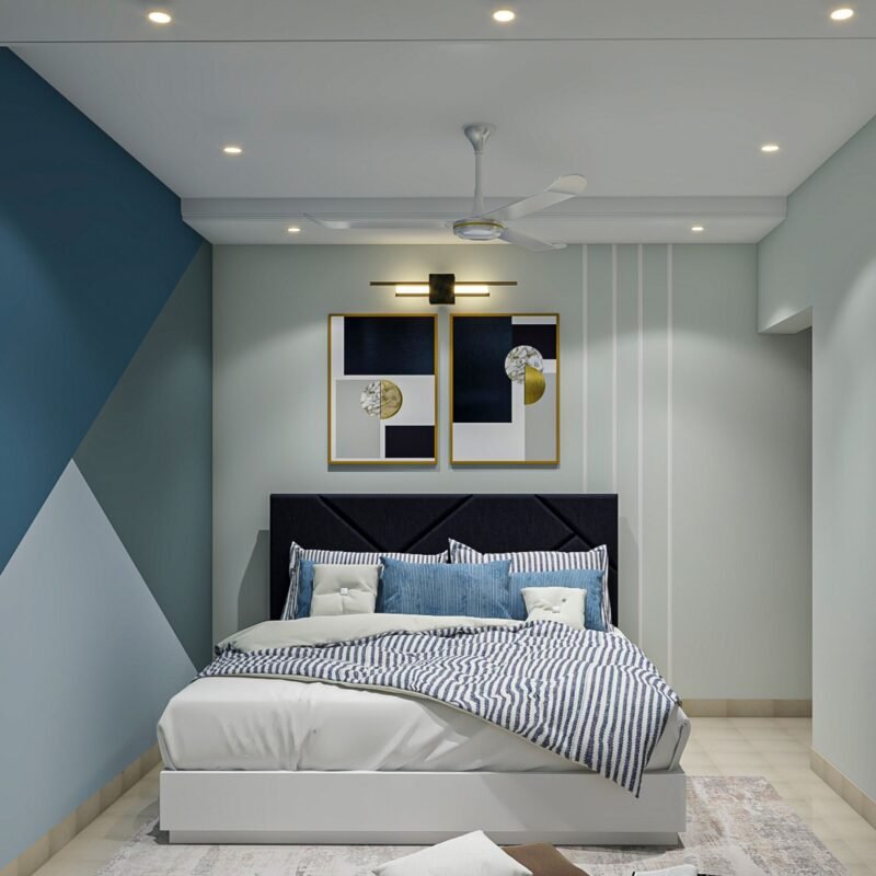 Modern Single-Layer Gypsum False Ceiling Design with Paint Finish