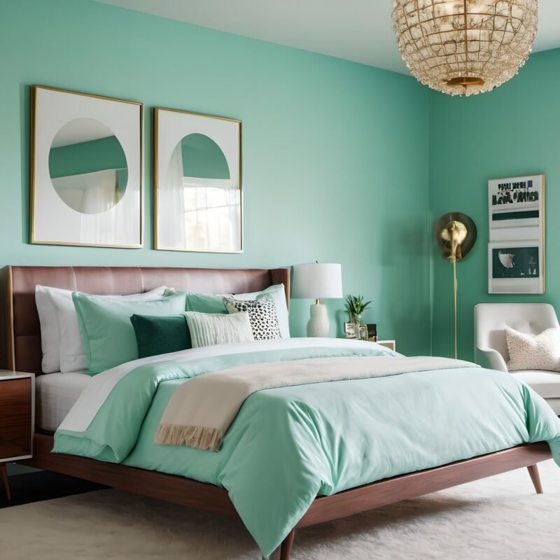 Mid Century Modern Pastel Green Wall Paint Design