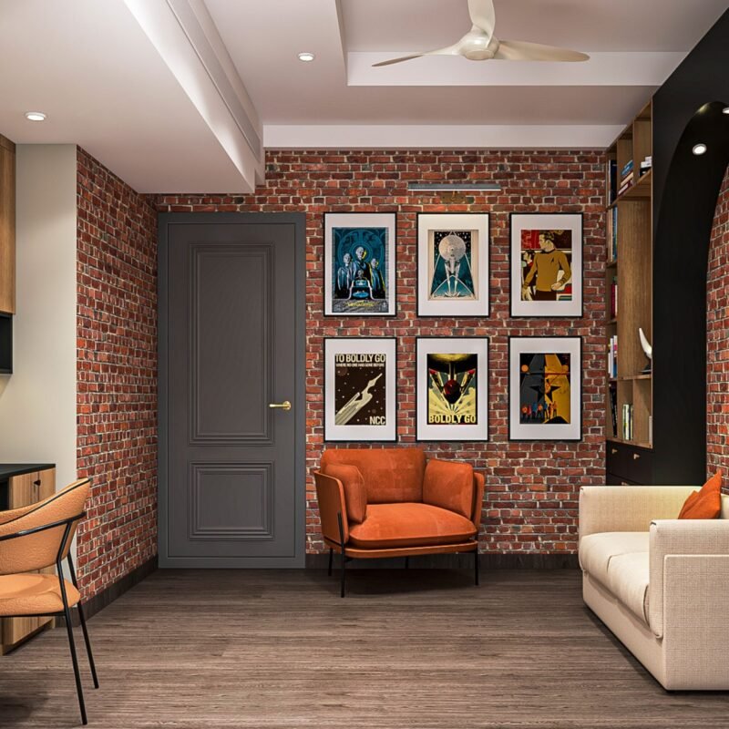 Industrial Brown Rectangular Flooring Design