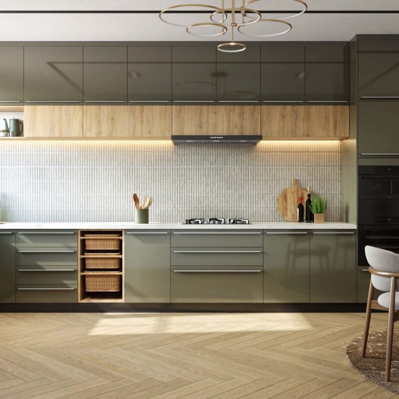 Modern Light Wood-Look Herringbone Rectangular Planks Flooring Design