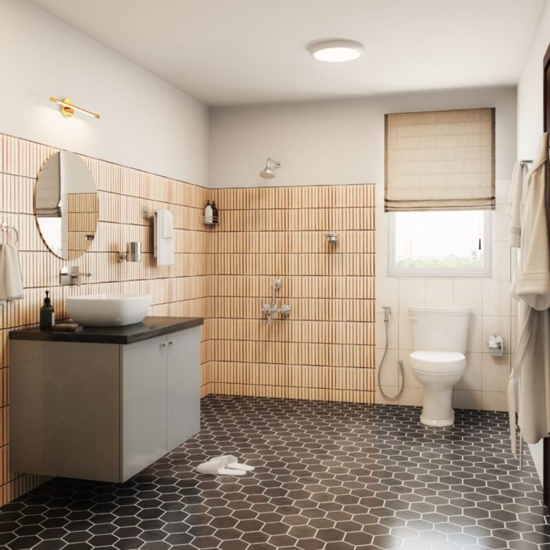 Contemporary Black Hexagonal Flooring Design