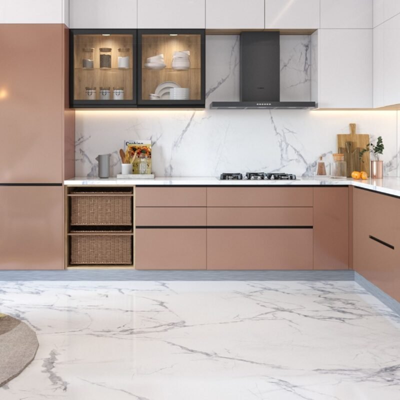 Contemporary White and Grey Flooring Design