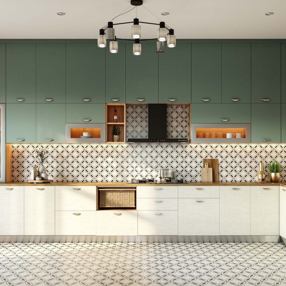 Black and White Square Modern Kitchen Flooring Design