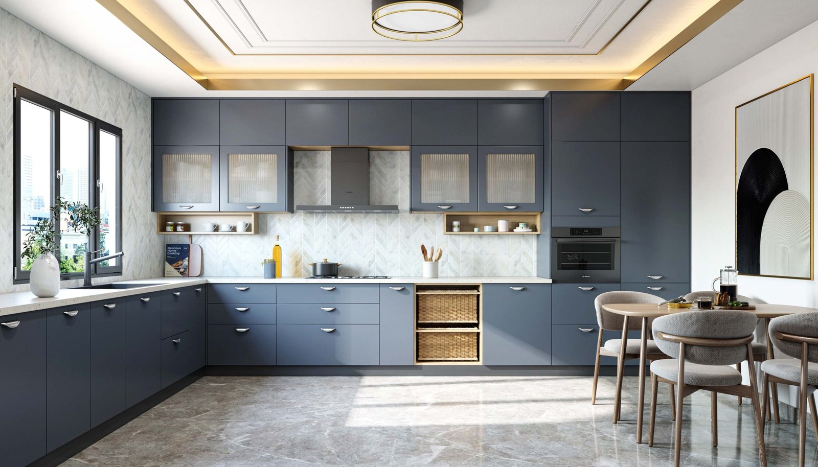 Glossy Grey Contemporary Tile Flooring Design with High-End Polished Finish