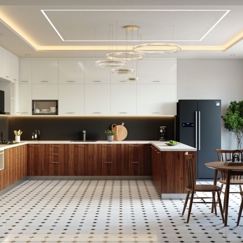 Classic Black and White Tile Flooring Design
