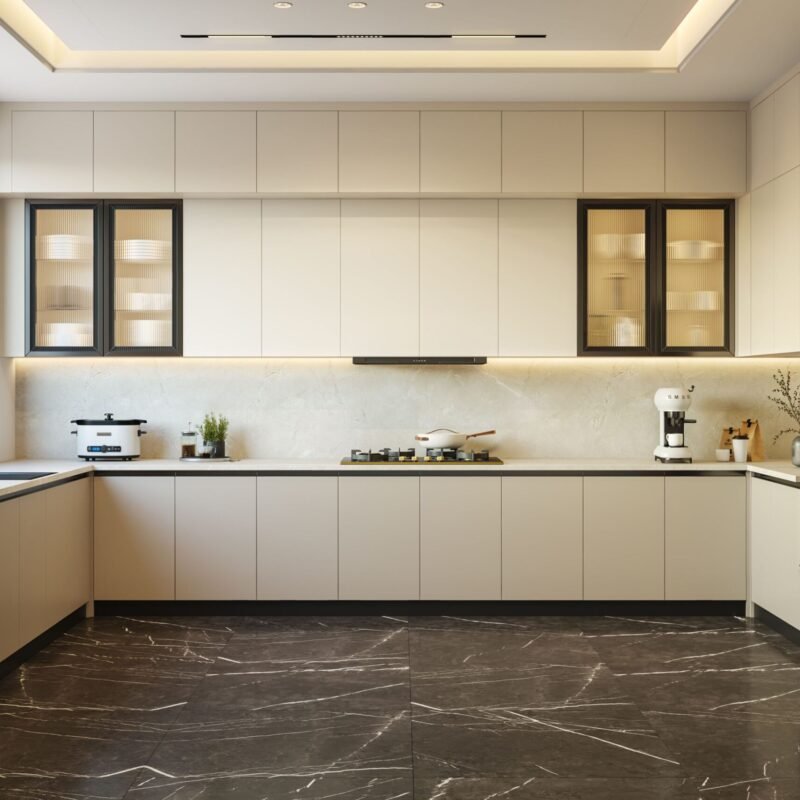 Water-Resistant Modern Black Marble Flooring Design