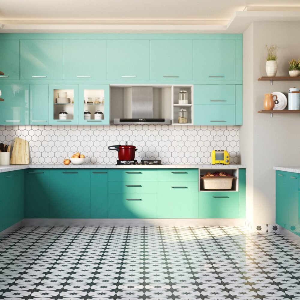 Contemporary Black and White Square Tiles Flooring Design