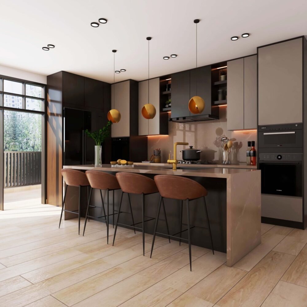 Contemporary Light Brown Wooden Flooring Design With Subway Pattern