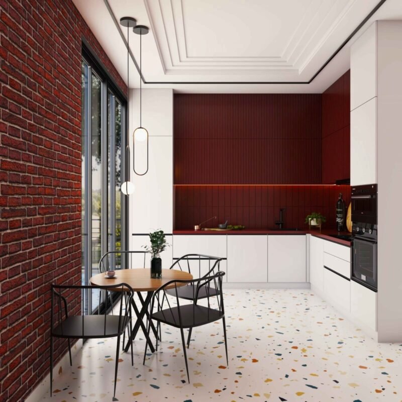 Modern Multicoloured Terrazzo Kitchen Flooring Design