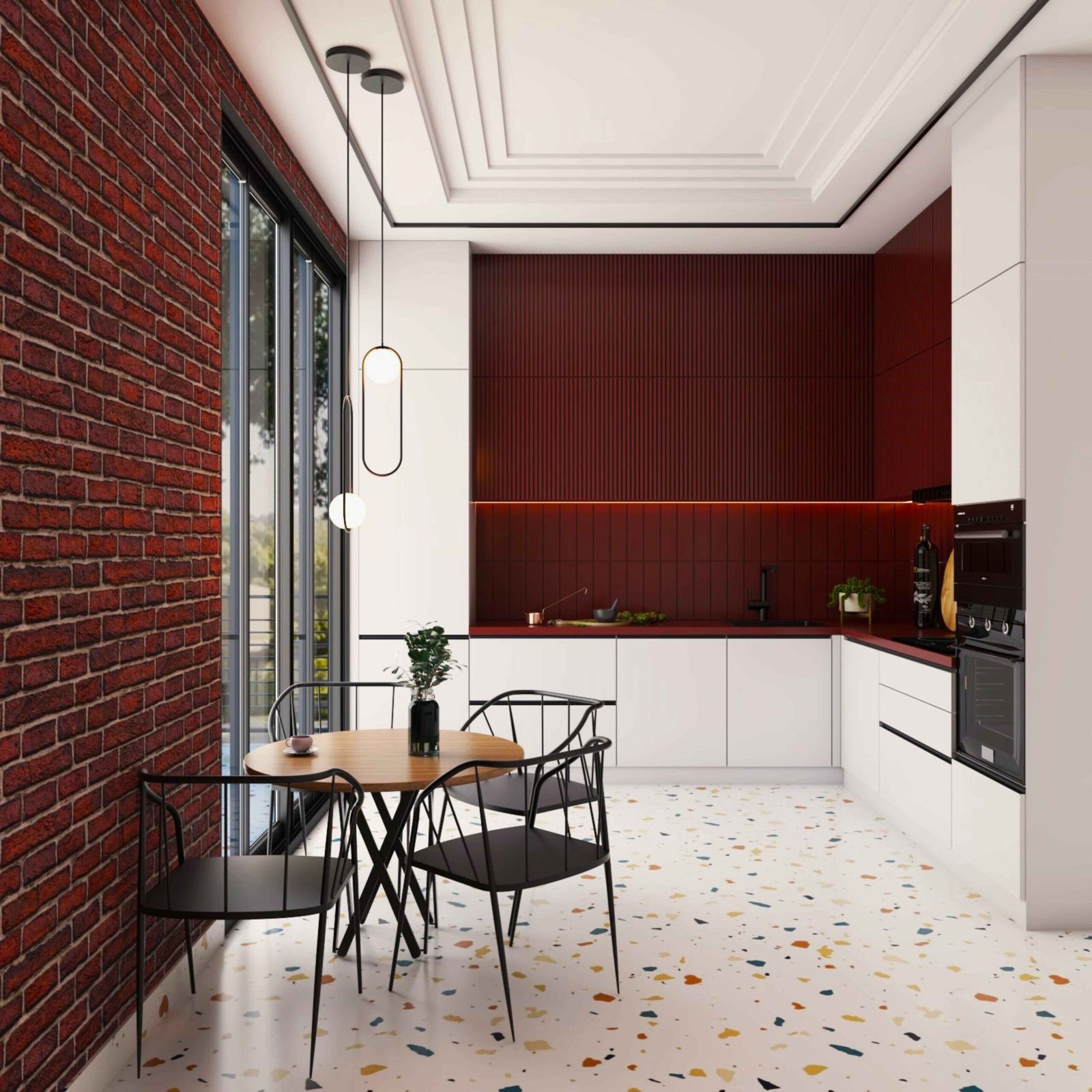 Modern Multicoloured Terrazzo Kitchen Flooring Design