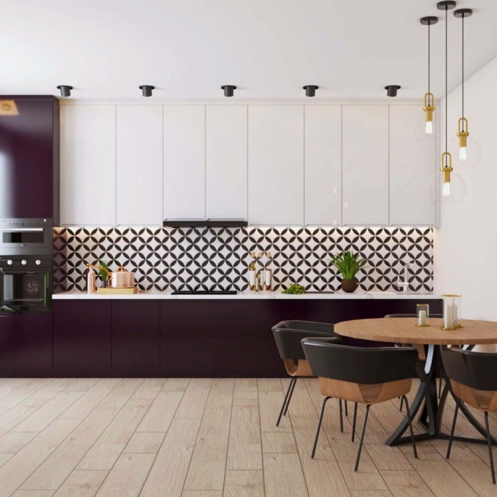 Modern Light Brown Rectangular Subway Kitchen Flooring Design