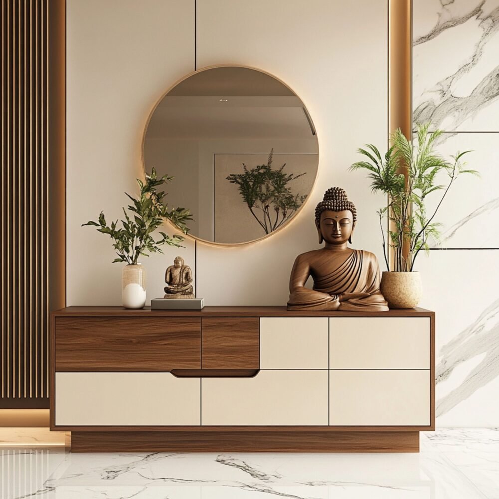 Champagne and Walnut Bronze Contemporary Foyer Design