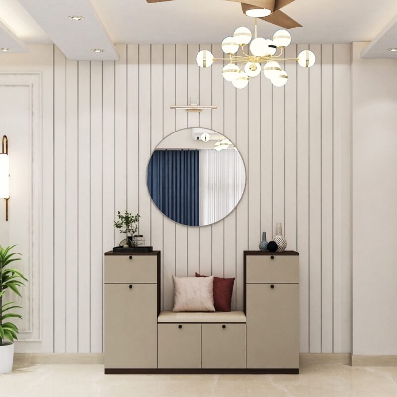 Modern Foyer Design with Pumic Grey and Walnut Bronze Finish