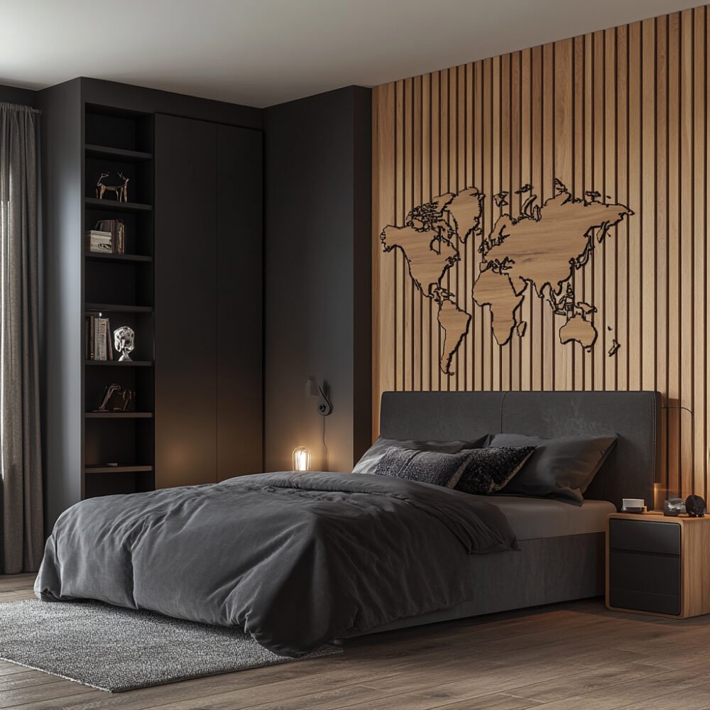 Contemporary Guest Bedroom Design with Grey Upholstered Bed