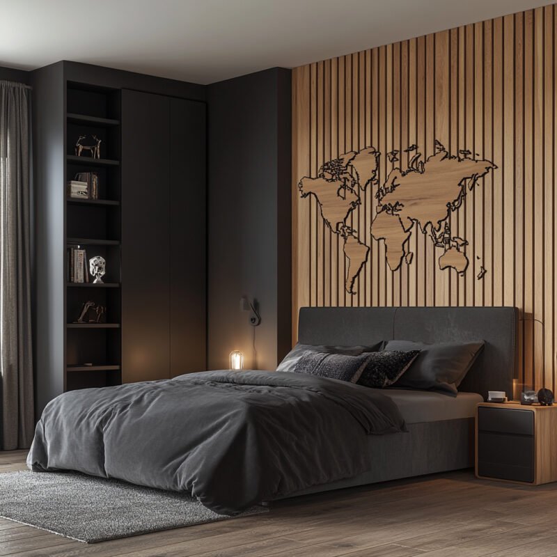Contemporary Guest Bedroom Design with Grey Upholstered Bed
