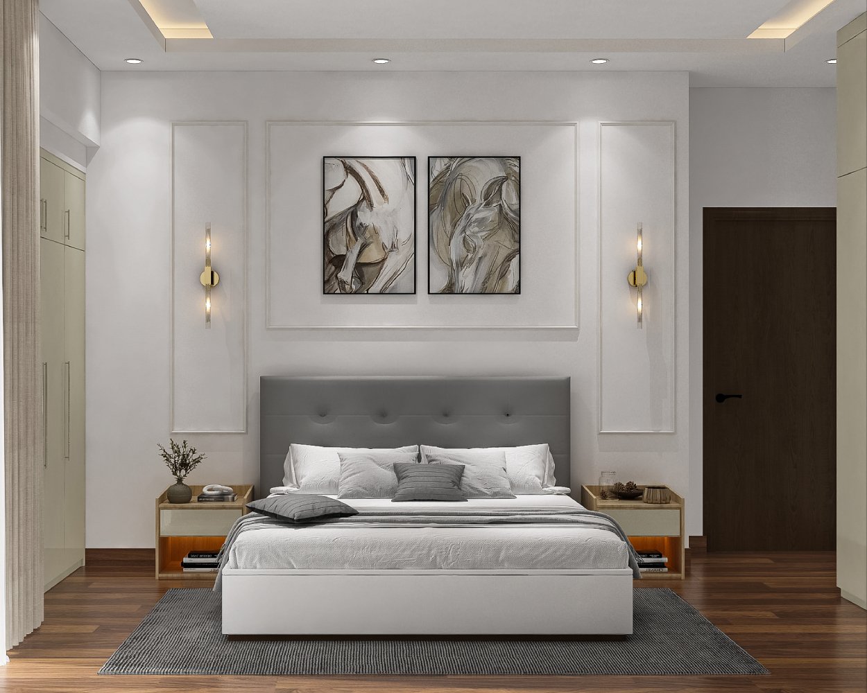 Classic Guest Bedroom Design with Storage Bed and Loft Wardrobe