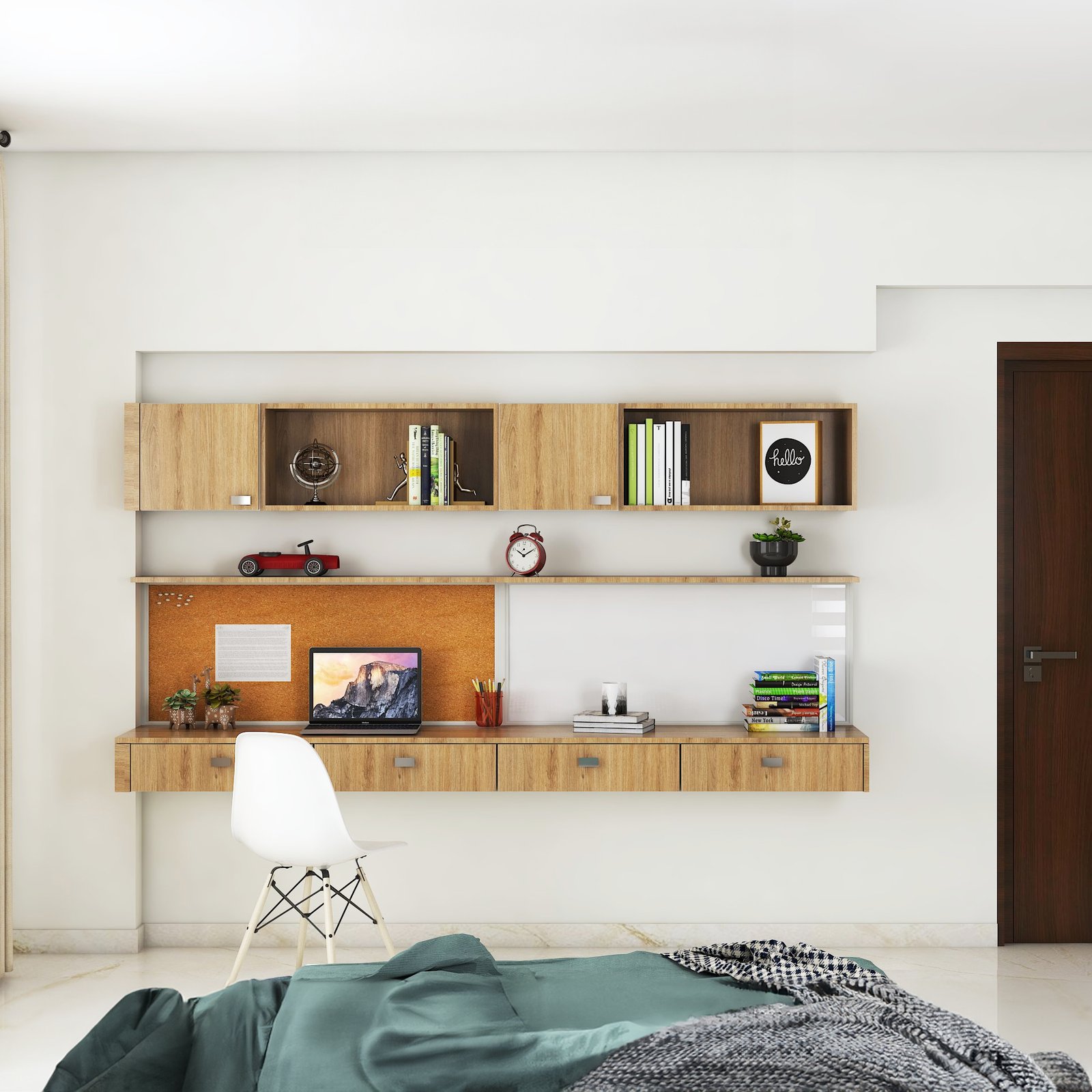 Contemporary Home Office Design with Brazilian Walnut Table