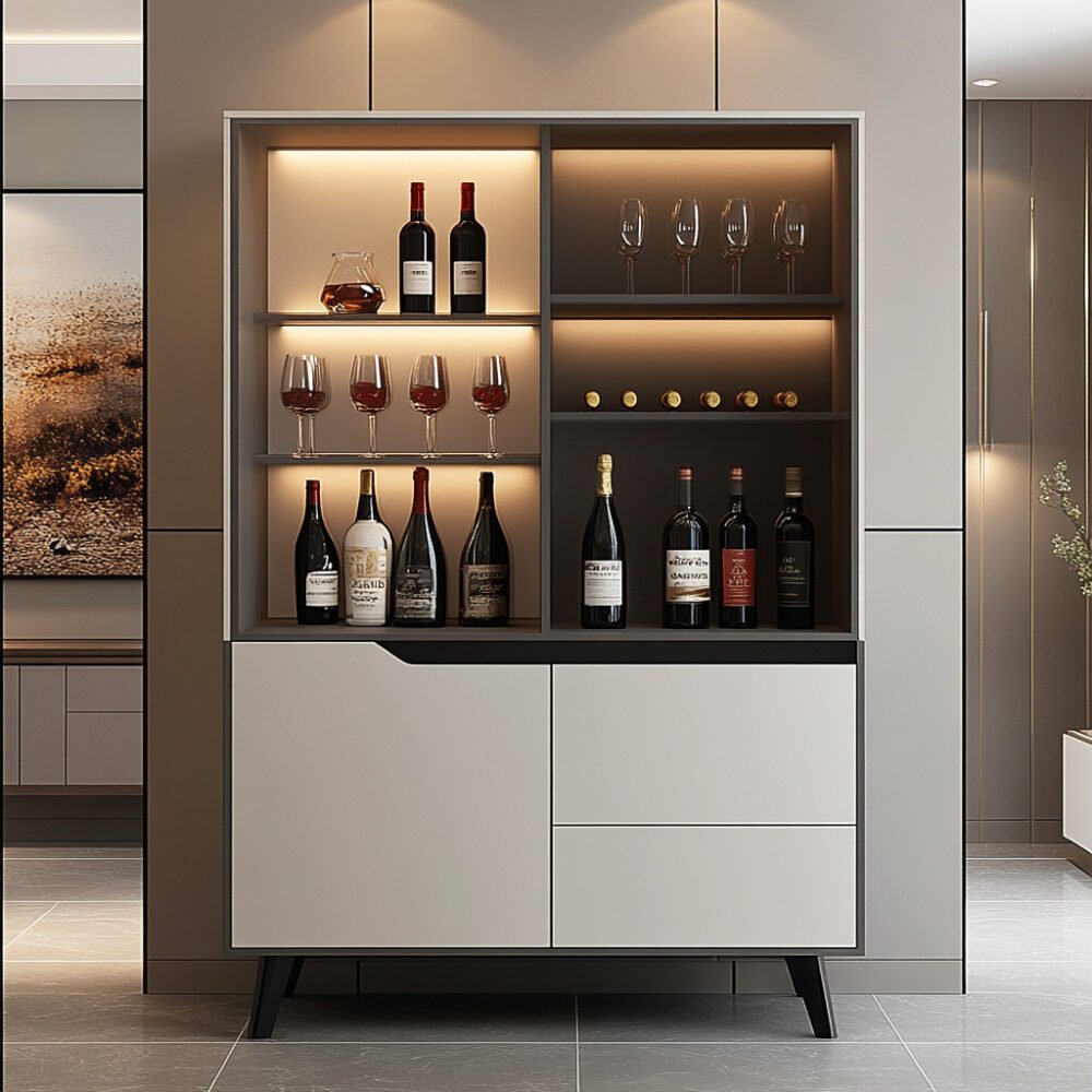 Minimalist Home Bar Design with Standalone Built-In Unit