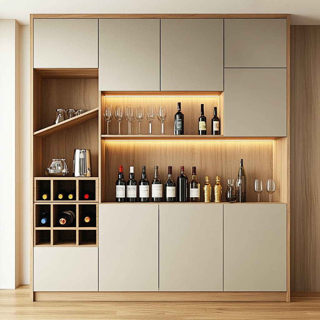 Modern Home Bar Design in Champagne Colour