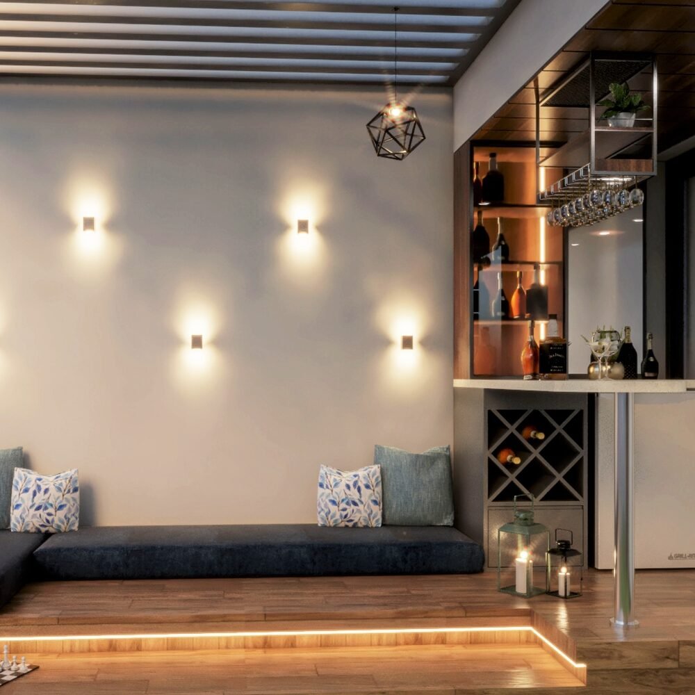 Space-Saving Balcony Bar with Built-In Wine Storage