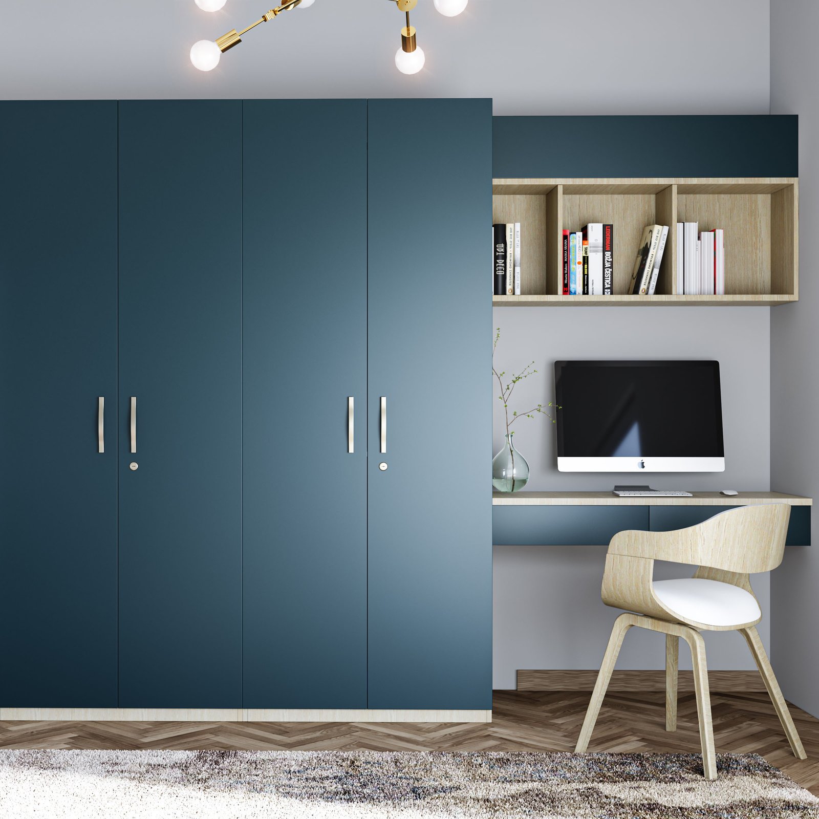 Modern Home Office Design with Integrated Storage and Study Desk