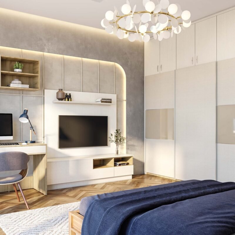 Contemporary Home Office Design with 6 Feet Wide Study Table