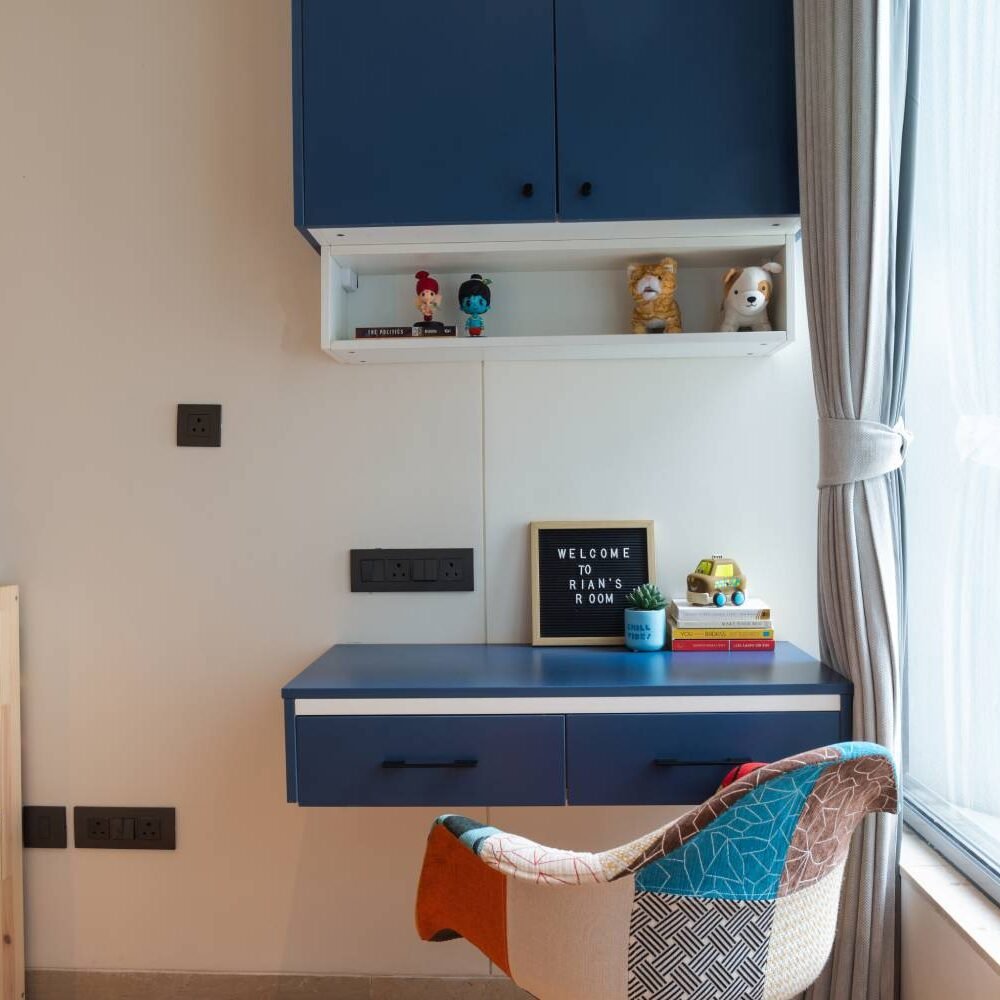 Blue and White Modern Home Office Design