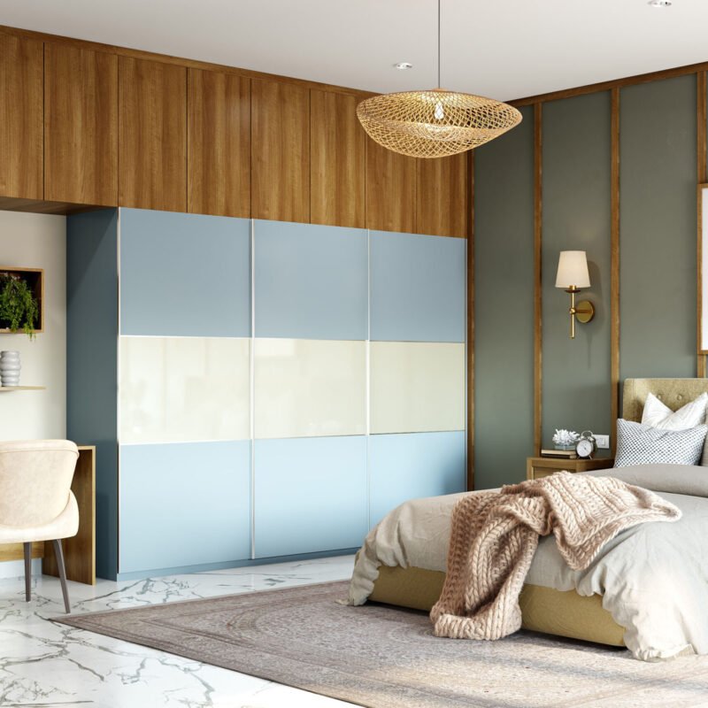 Contemporary Home Office Design with Teak Accents