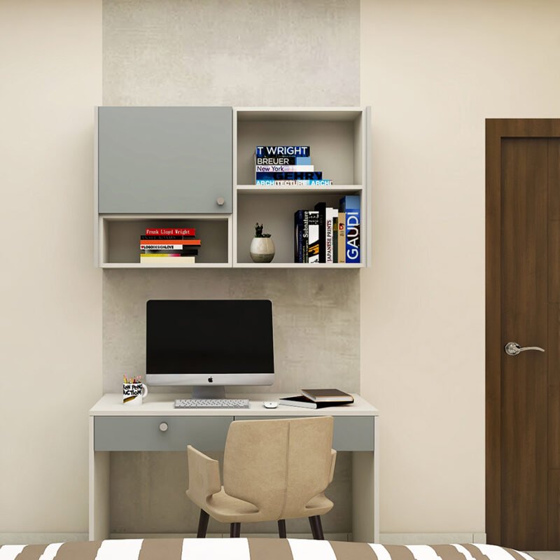 Modern Home Office Design with Integrated Shelving
