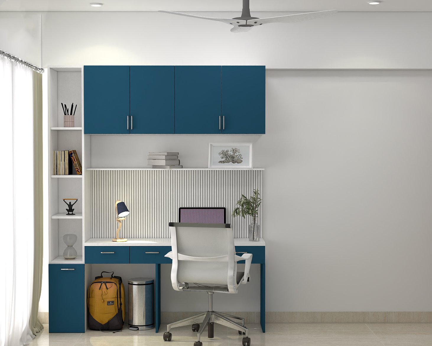 Modern Home Office Design with Shore and White Finish