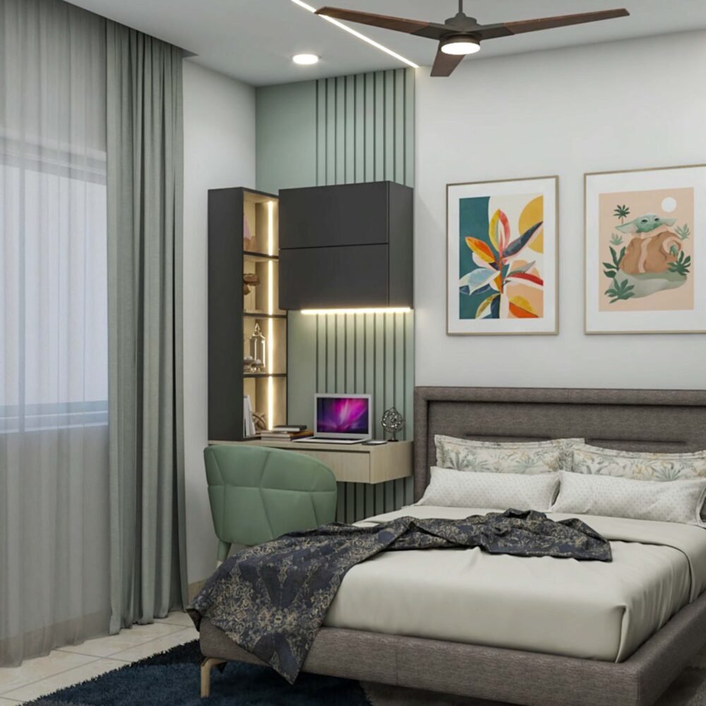 Contemporary Home Office Design with Desk and Ergonomic Chair