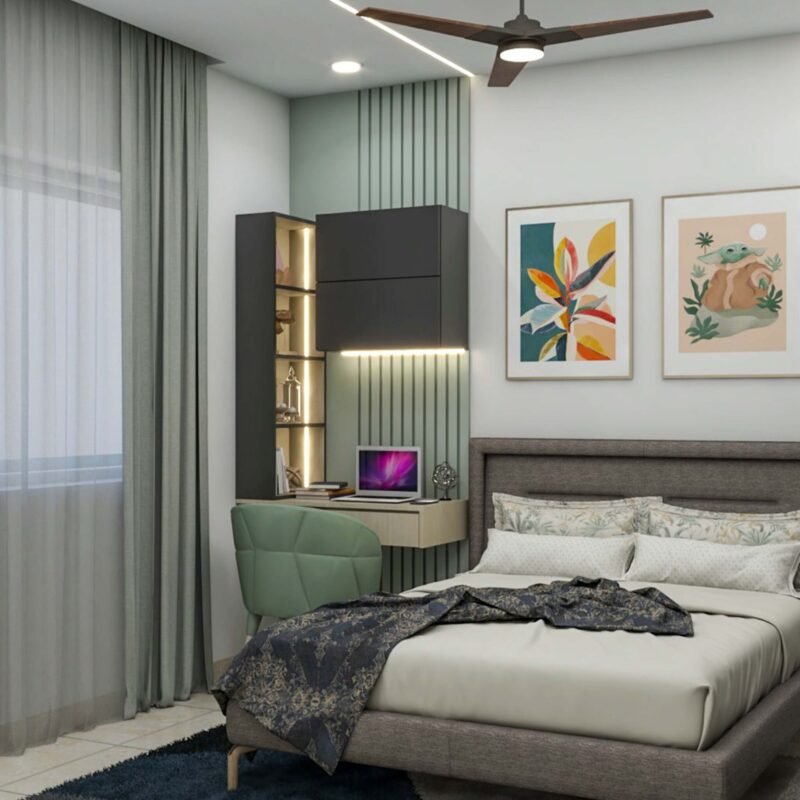 Contemporary Home Office Design with Desk and Ergonomic Chair