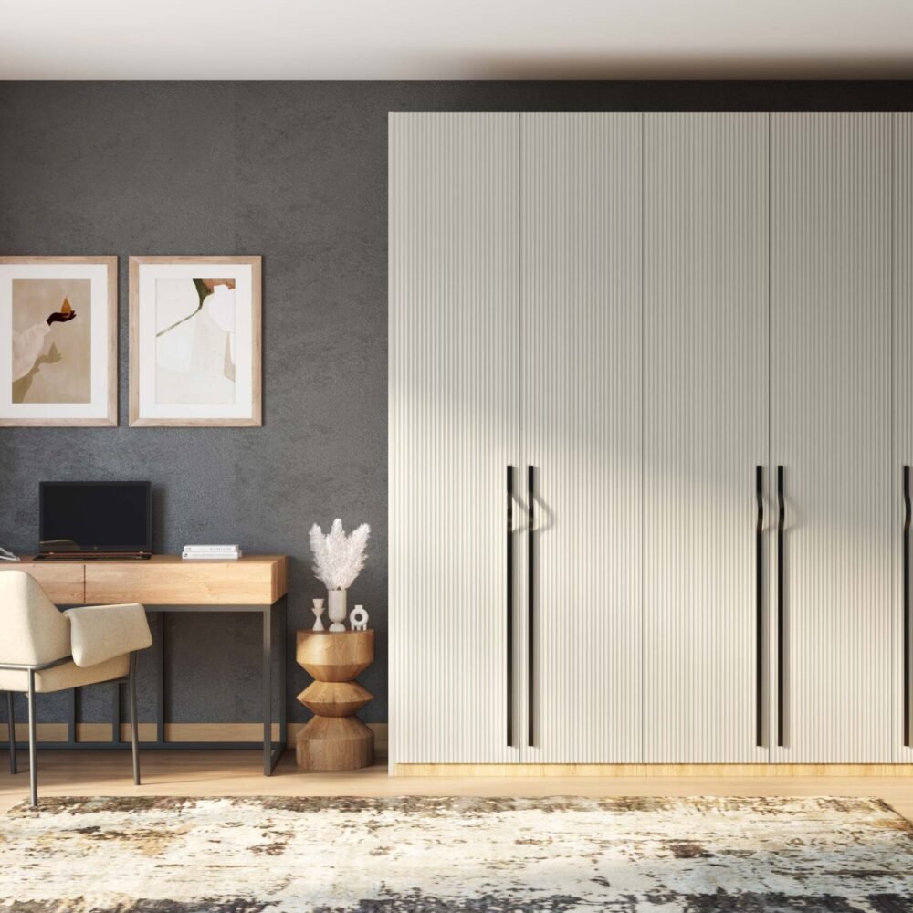 Modern Home Office Design with Upholstered Chair with Metal Legs