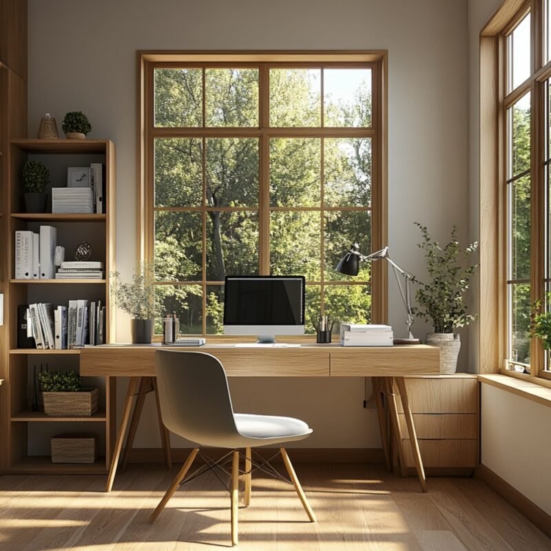 Modern Home Office Design with Wooden Study Table