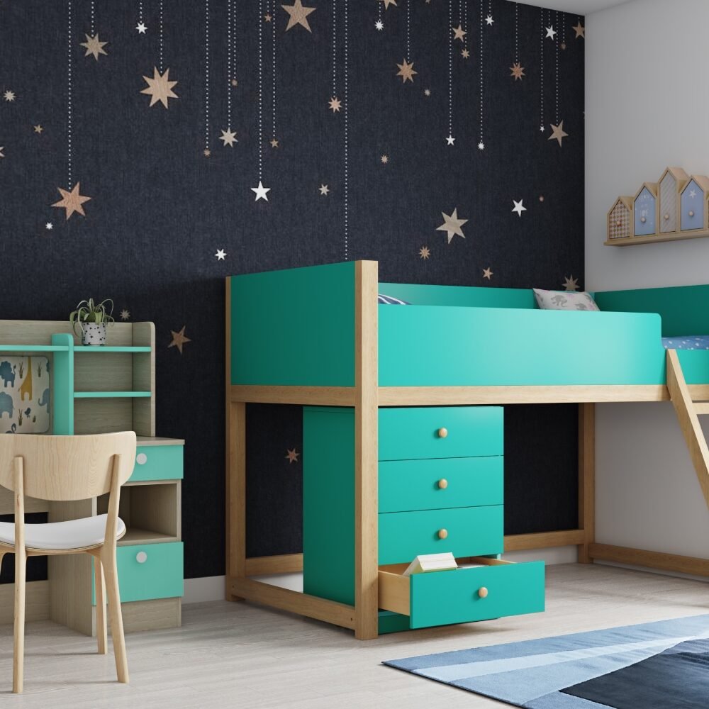 Blue, Gold and White Star Motif Modern Wallpaper Design