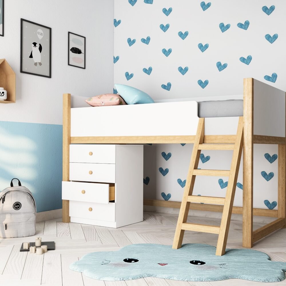 Blue and White Heart Design Scandinavian Wall Paint Design