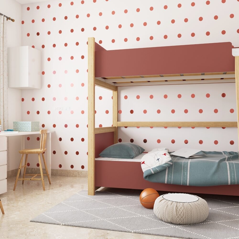 Modern Kids Bedroom Design with Bunk Bed and Study Area