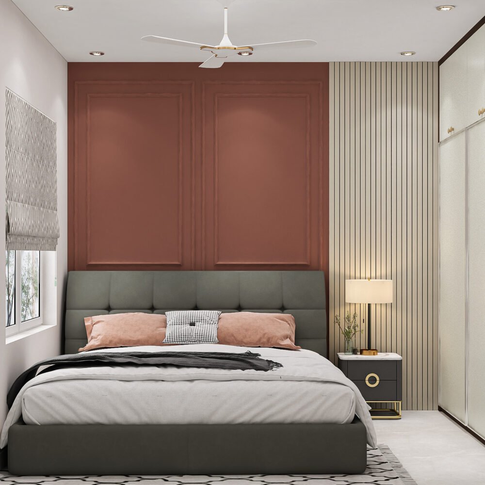 Classic Kids Bedroom Design with Queen Bed and Wardrobe