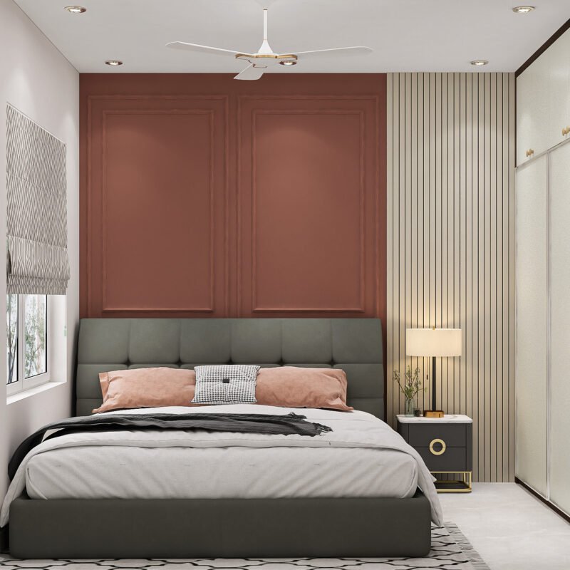 Classic Kids Bedroom Design with Queen Bed and Wardrobe