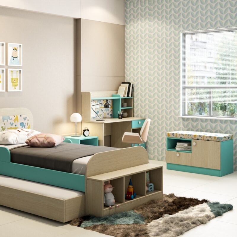 Contemporary Kids Bedroom Design with a Pull-Out Trundle Bed