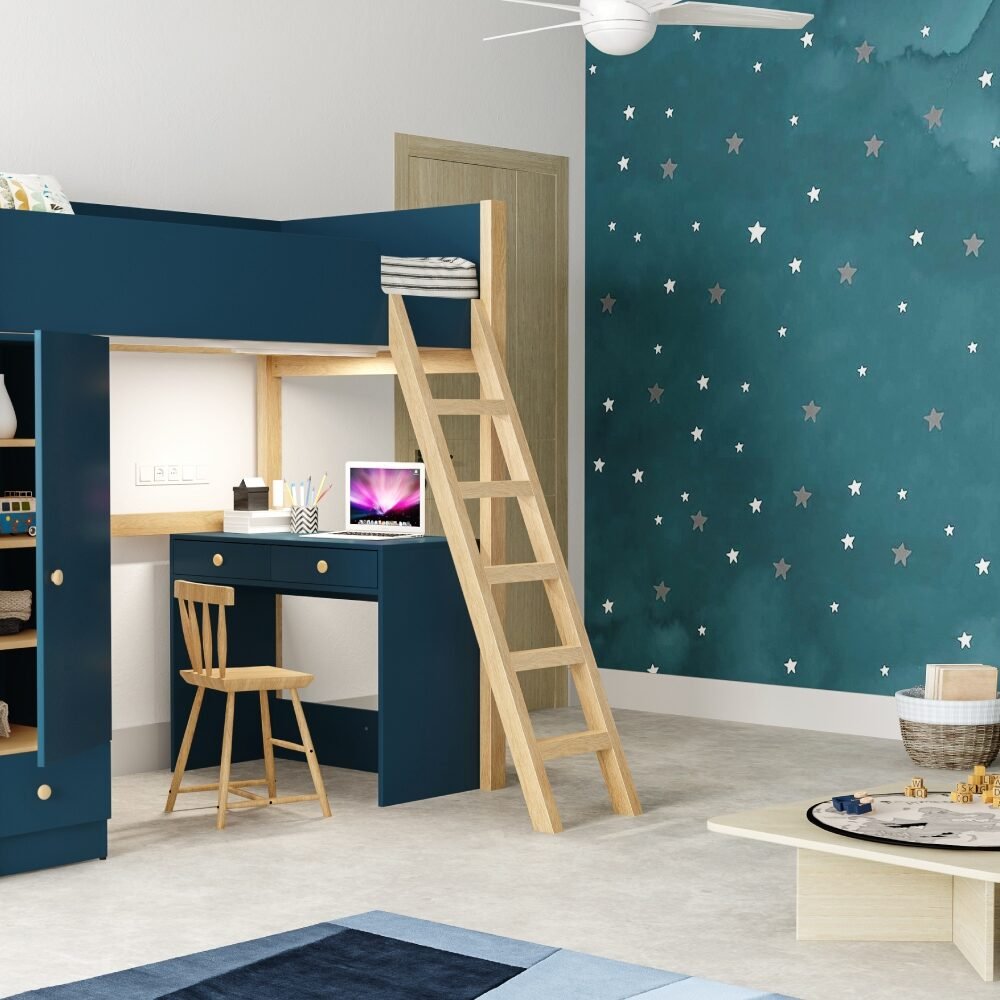 Space-Saving Study Design and Sleep Setup with Smart Storage for Kids